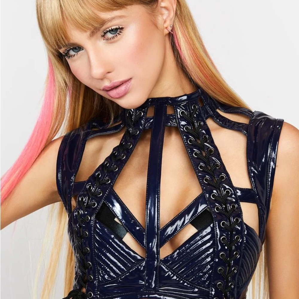 Dolls Kill Black Strappy Crop Top